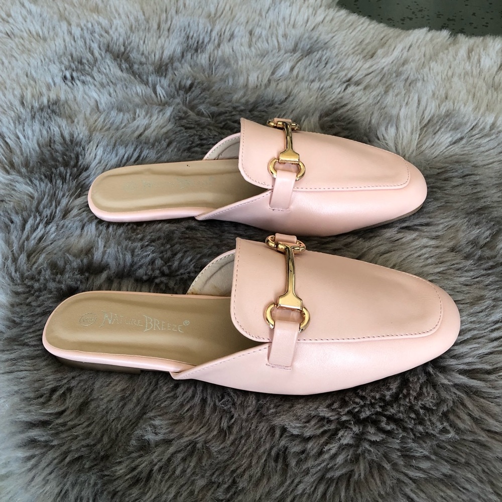 Best Sellers✨Blush Mules with Gold Horsebit - Picture 2 of 8